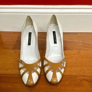 sergio rossi vero cuoio tan and white pump size 36